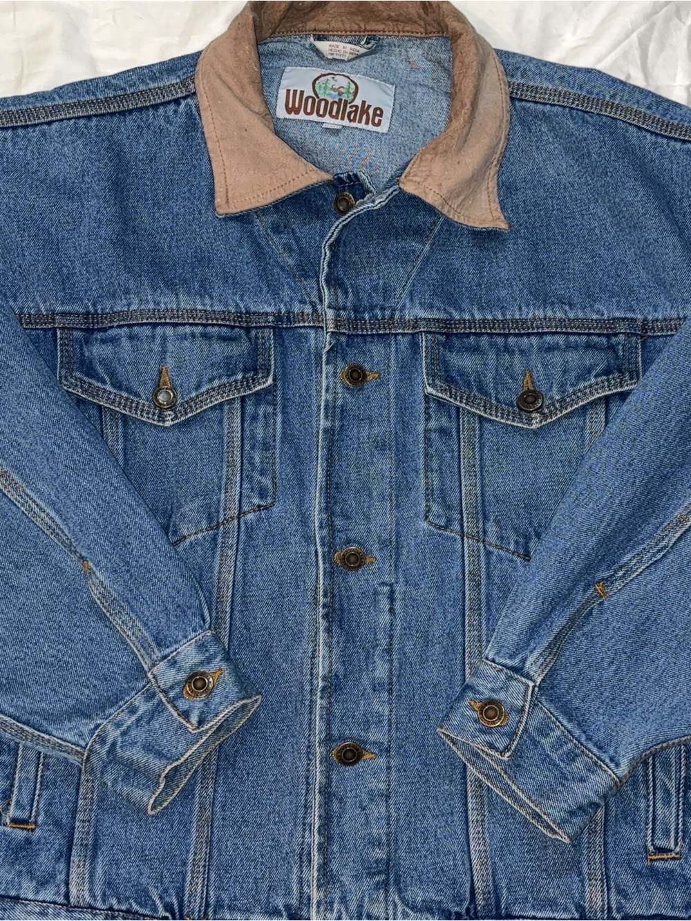 Woodlake Denim Jacket with Leather collar